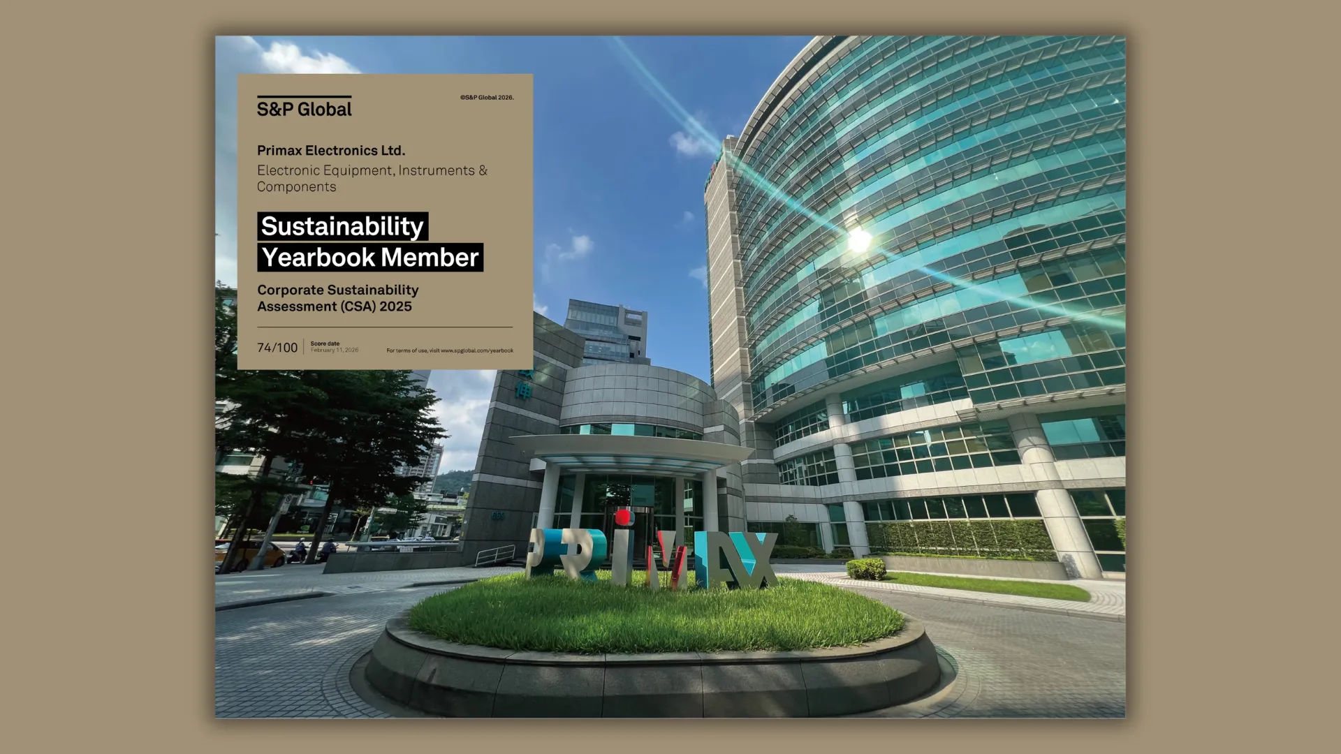 Primax Recognized for the Third Consecutive Year in the S&P Global Sustainability Yearbook